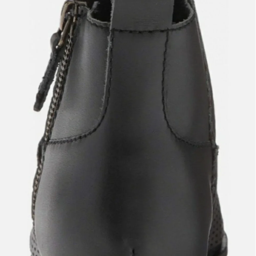 Kelsi Dagger Alaska Perforated Black Leather Booties 9.5 Ankle Boots